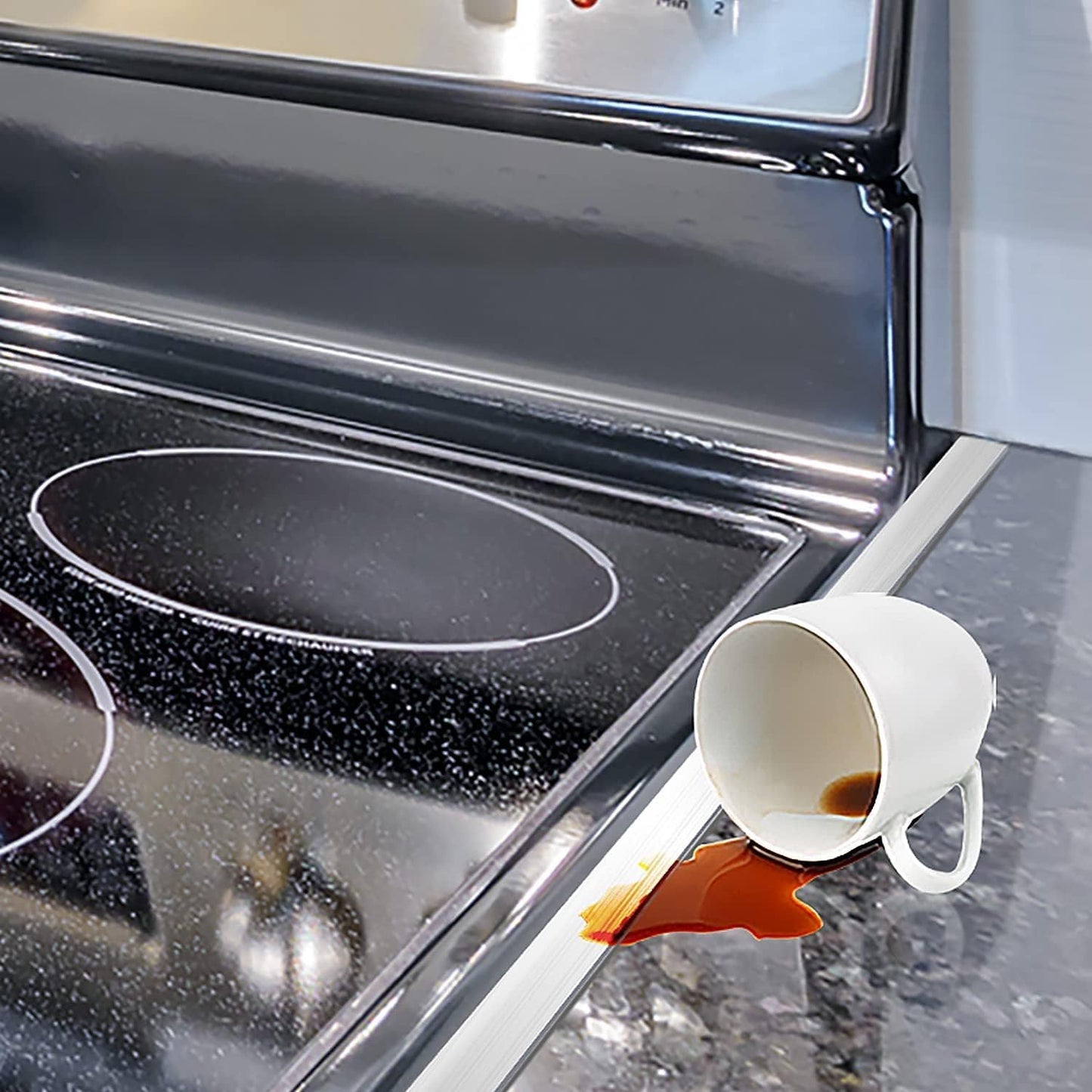 Stove Cover, Stove Guard, Stainless Steel Stove Gap Covers, Heat Resistant & Easy to Clean Stove Counter Gap Cover, Kitchen Stove Counter Gap Cover Eliminates Gap Between Counter & Appliances (2 pcs)