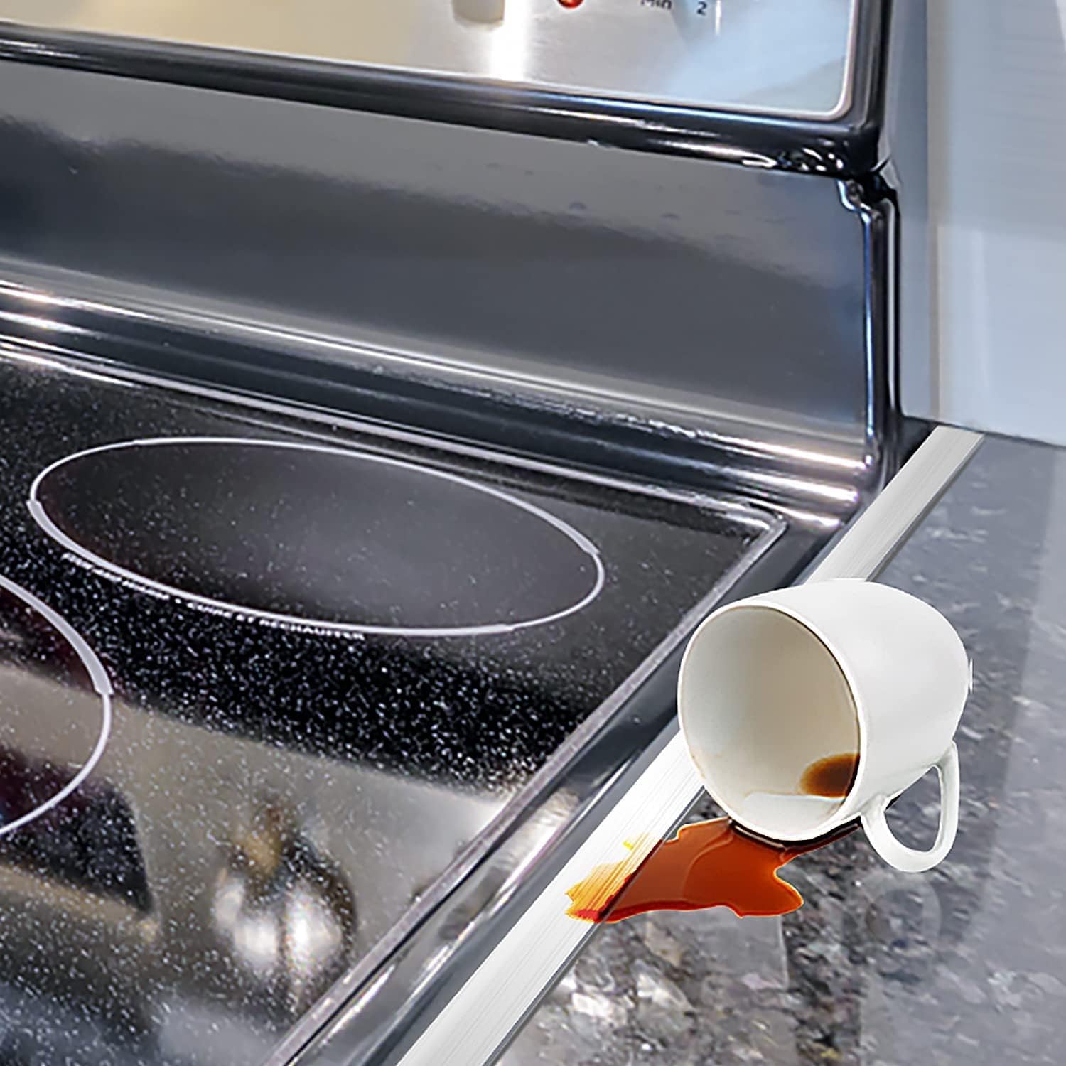 Stove Cover, Stove Guard, Stainless Steel Stove Gap Covers, Heat Resistant & Easy to Clean Stove Counter Gap Cover, Kitchen Stove Counter Gap Cover Eliminates Gap Between Counter & Appliances (2 pcs)